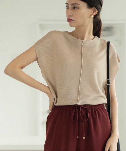 OPAQUE.CLIP（オペークドットクリップ）の「◆ボトルネックフレンチスリーブニット【洗える/抗ピリング】（ニット/セーター・レディース・ライトベージュ/カーキ/ブラック/チャコールグレー/ピンク/ピンク系・00）」の4枚目の写真