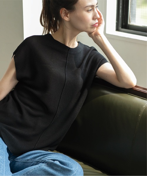 OPAQUE.CLIP（オペークドットクリップ）の「◆ボトルネックフレンチスリーブニット【洗える/抗ピリング】（ニット/セーター・レディース・ライトベージュ/カーキ/ブラック/チャコールグレー/ピンク/ピンク系・00）」の2枚目の写真