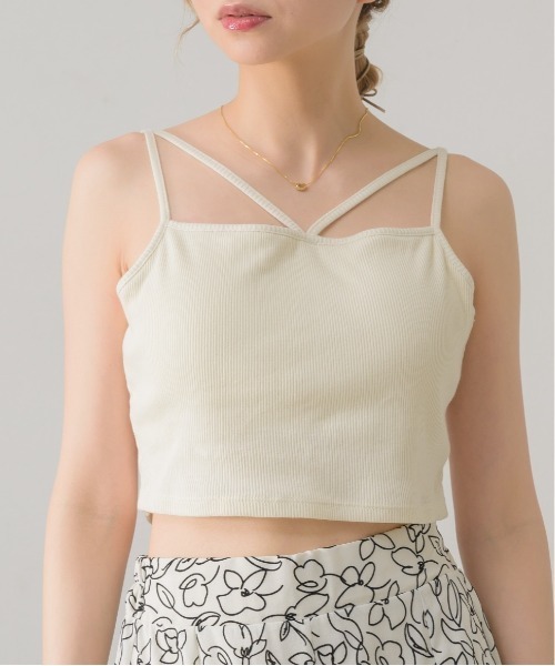 RETRO GIRL（レトロガール）の「ショートテレコキャミ（キャミソール・レディース・ブルー/ナチュラル/ブラック系その他/イエロー/ブラック・FREE）」の4枚目の写真