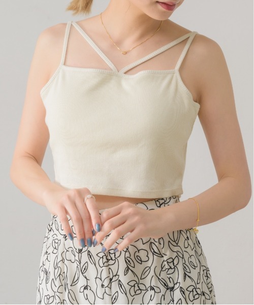 RETRO GIRL（レトロガール）の「ショートテレコキャミ（キャミソール・レディース・ブルー/ナチュラル/ブラック系その他/イエロー/ブラック・FREE）」の15枚目の写真