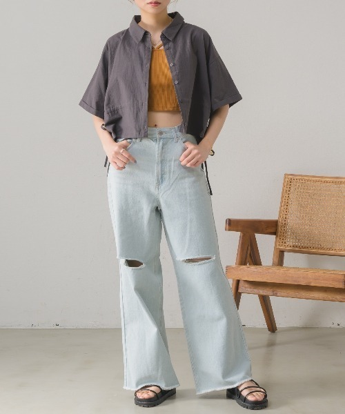 RETRO GIRL（レトロガール）の「ショートテレコキャミ（キャミソール・レディース・ブルー/ナチュラル/ブラック系その他/イエロー/ブラック・FREE）」の14枚目の写真