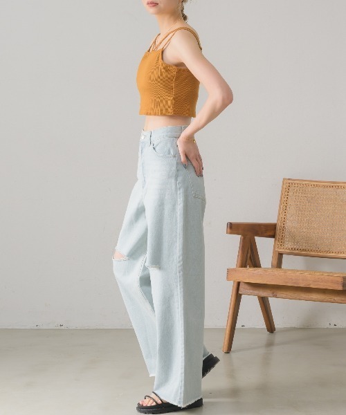 RETRO GIRL（レトロガール）の「ショートテレコキャミ（キャミソール・レディース・ブルー/ナチュラル/ブラック系その他/イエロー/ブラック・FREE）」の10枚目の写真