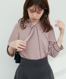 WEB限定 / ねじり配色ボウタイブラウス