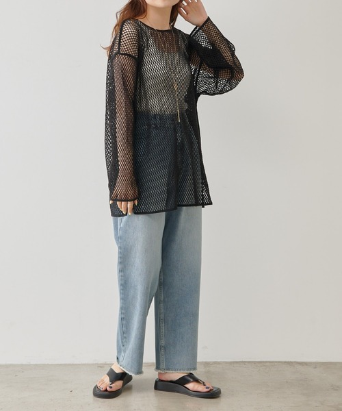 PUAL CE CIN（ピュアルセシン）の「メッシュプルオーバー（Tシャツ/カットソー・レディース・オフホワイト/ブラック・FREE）」の14枚目の写真