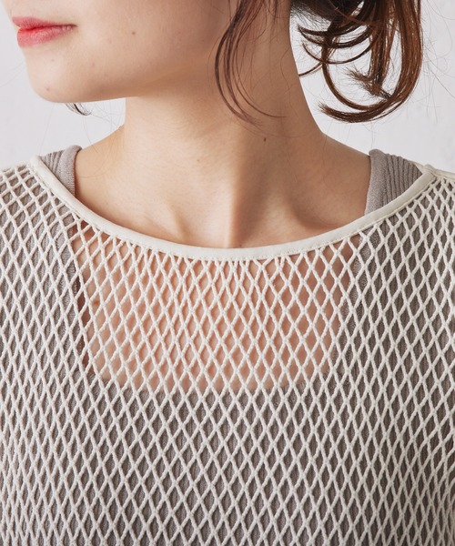 PUAL CE CIN（ピュアルセシン）の「メッシュプルオーバー（Tシャツ/カットソー・レディース・オフホワイト/ブラック・FREE）」の12枚目の写真