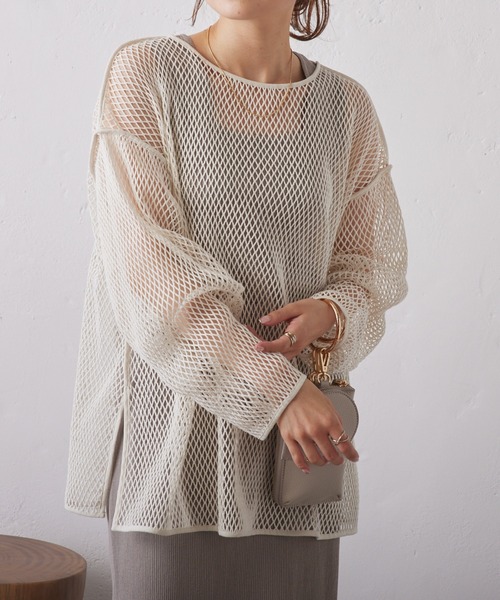 PUAL CE CIN（ピュアルセシン）の「メッシュプルオーバー（Tシャツ/カットソー・レディース・オフホワイト/ブラック・FREE）」の18枚目の写真