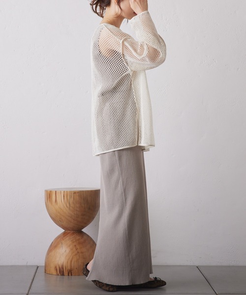 PUAL CE CIN（ピュアルセシン）の「メッシュプルオーバー（Tシャツ/カットソー・レディース・オフホワイト/ブラック・FREE）」の7枚目の写真