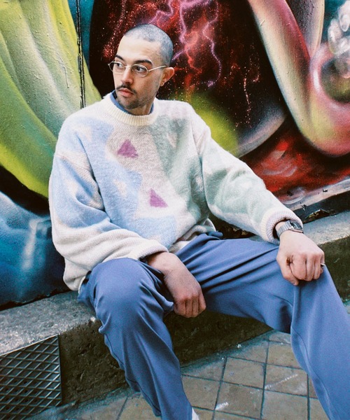 ddp(ディーディーピー)の「【ddp / ディーディーピー】ART GRAPHIC KNIT PULLOVER(ニット/セーター・メンズ・ブルー/ネイビー/ブラック/ホワイト系2/ホワイト系1/ベージュ・MEDIUM/LARGE)」の3枚目の写真