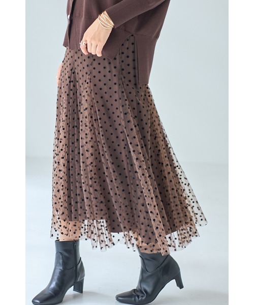 &. NOSTALGIA（アンドドットノスタルジア）の「フロッキードットチュールスカート（スカート・レディース・ブラック/チャコールグレー/ブラウン/アイボリー/グレー・M/S）」の22枚目の写真