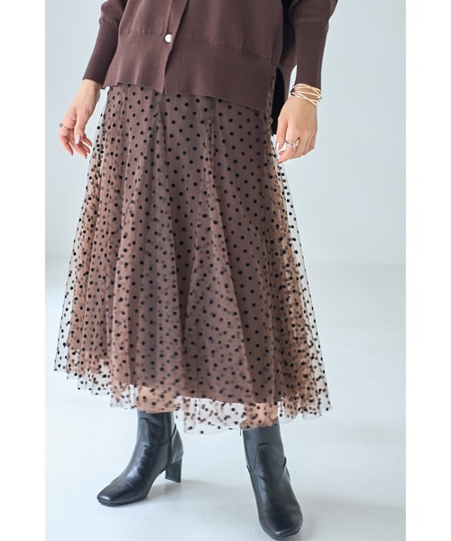 &. NOSTALGIA（アンドドットノスタルジア）の「フロッキードットチュールスカート（スカート・レディース・ブラック/チャコールグレー/ブラウン/アイボリー/グレー・M/S）」の21枚目の写真