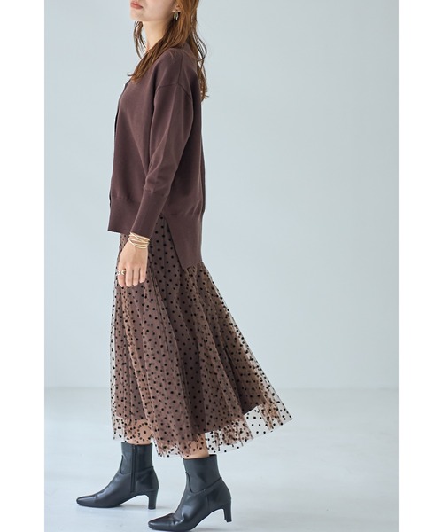 &. NOSTALGIA（アンドドットノスタルジア）の「フロッキードットチュールスカート（スカート・レディース・ブラック/チャコールグレー/ブラウン/アイボリー/グレー・M/S）」の19枚目の写真