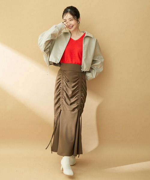 VIS(ビス)の「【洗える】ショートドロストレザージャケット(ブルゾン・レディース・ベージュ系その他/ピンク・FREE)」の12枚目の写真