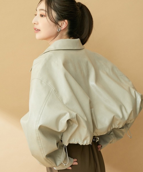 VIS(ビス)の「【洗える】ショートドロストレザージャケット(ブルゾン・レディース・ベージュ系その他/ピンク・FREE)」の13枚目の写真