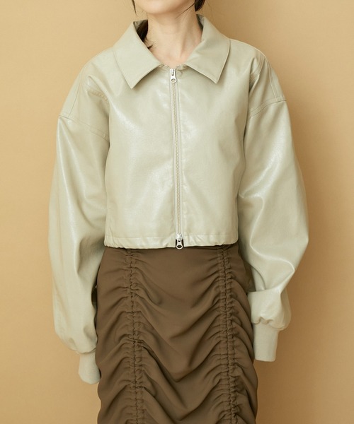 VIS(ビス)の「【洗える】ショートドロストレザージャケット(ブルゾン・レディース・ベージュ系その他/ピンク・FREE)」の14枚目の写真