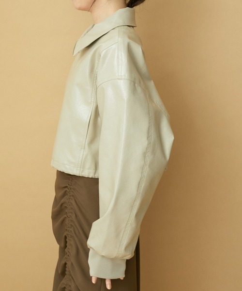 VIS(ビス)の「【洗える】ショートドロストレザージャケット(ブルゾン・レディース・ベージュ系その他/ピンク・FREE)」の15枚目の写真