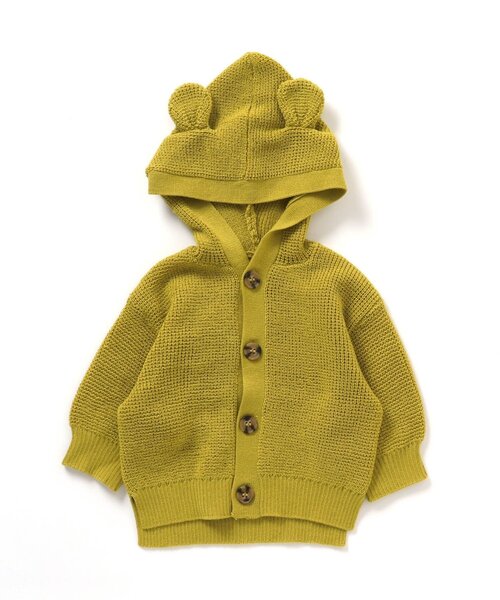 BREEZE(ブリーズ)の「【キッズとリンクコーデ可能】耳付きベビーカーディガン(カーディガン/ボレロ・キッズ・ネイビー/ライム/オフホワイト・80/70)」の3枚目の写真