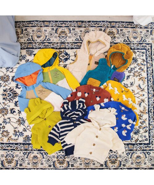 BREEZE(ブリーズ)の「【キッズとリンクコーデ可能】耳付きベビーカーディガン(カーディガン/ボレロ・キッズ・ネイビー/ライム/オフホワイト・80/70)」の4枚目の写真