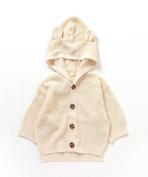 BREEZE(ブリーズ)の「【キッズとリンクコーデ可能】耳付きベビーカーディガン(カーディガン/ボレロ・キッズ・ネイビー/ライム/オフホワイト・80/70)」の5枚目の写真