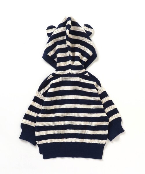 BREEZE(ブリーズ)の「【キッズとリンクコーデ可能】耳付きベビーカーディガン(カーディガン/ボレロ・キッズ・ネイビー/ライム/オフホワイト・80/70)」の6枚目の写真