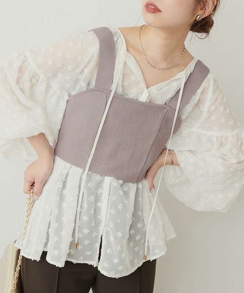 natural couture(ナチュラルクチュール)の「ニットビスチェ(ニット/セーター・レディース・ブラック/モカ・FREE)」の8枚目の写真