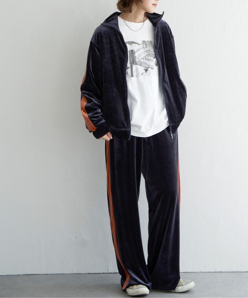 notch.（ノッチ）の「【セットアップ対応】ベロアトラックジャケット（ジャージ・レディース・ブラック/ネイビー・M）」の12枚目の写真