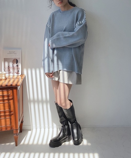 AS KNOW AS plus（アズノゥアズプラス）の「☆ベルト付フェイクレザーショートパンツ（その他パンツ・レディース・ブラック/アイボリー/モカ・FREE）」の8枚目の写真