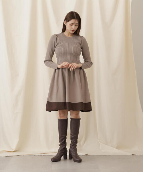 JILL STUART グレー 半袖 ミニワンピース JILL by JILL STUART｜モノグラムジャガードミニワンピース