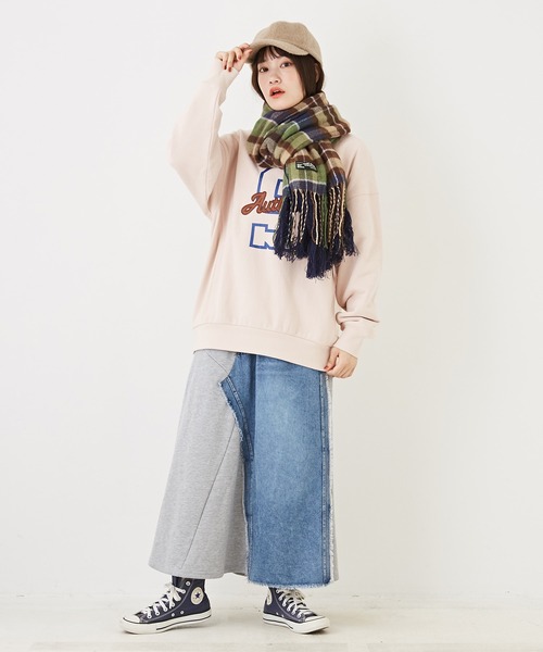 CUBE SUGAR（キューブシュガー）の「ニット切替ストール（ストール/ショール・レディース・アイボリー/ネイビー/グレー・M）」の7枚目の写真