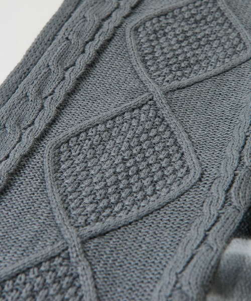 CUBE SUGAR（キューブシュガー）の「ニット切替ストール（ストール/ショール・レディース・アイボリー/ネイビー/グレー・M）」の10枚目の写真