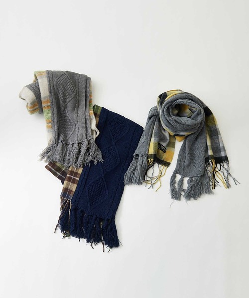 CUBE SUGAR（キューブシュガー）の「ニット切替ストール（ストール/ショール・レディース・アイボリー/ネイビー/グレー・M）」の13枚目の写真