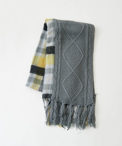 CUBE SUGAR（キューブシュガー）の「ニット切替ストール（ストール/ショール・レディース・アイボリー/ネイビー/グレー・M）」の16枚目の写真