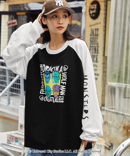 MONO-MART（モノマート）の「【Universal Monsters】別注 ユニバーサル・モンスターズ グラフィック ビッグラグラン長袖Tシャツ（Tシャツ/カットソー・メンズ・ブラック/ネイビー系/オフホワイト/ブラック系・L/M）」の21枚目の写真