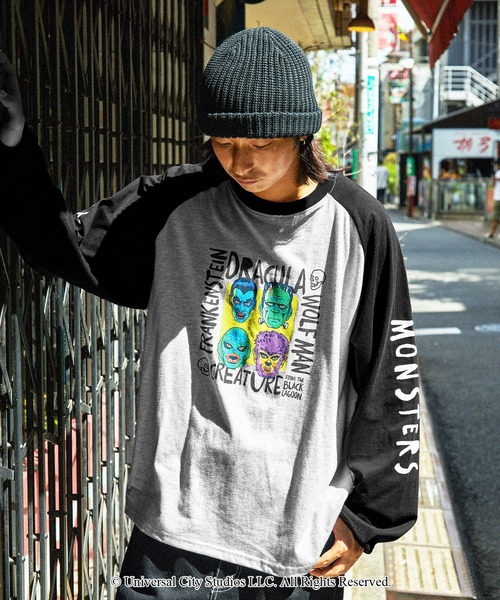 MONO-MART（モノマート）の「【Universal Monsters】別注 ユニバーサル・モンスターズ グラフィック ビッグラグラン長袖Tシャツ（Tシャツ/カットソー・メンズ・ブラック/ネイビー系/オフホワイト/ブラック系・L/M）」の8枚目の写真
