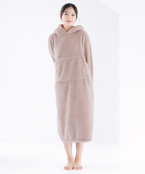 Dita（ディータ）の「ぷっくり耳付き。ねこ耳ファー起毛ワンピース（ルームウェア/パジャマ・レディース・ブルーグレー/アイボリー/ミント/ピンクベージュ/グレー/アッシュブラウン/ブラック・FREE）」の22枚目の写真