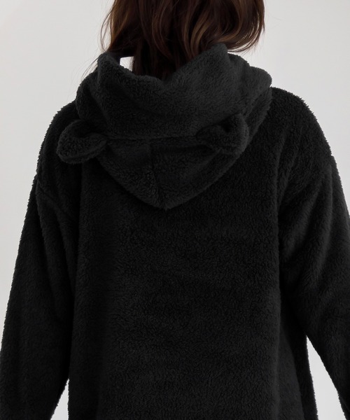 Dita（ディータ）の「ぷっくり耳付き。ねこ耳ファー起毛ワンピース（ルームウェア/パジャマ・レディース・ブルーグレー/アイボリー/ミント/ピンクベージュ/グレー/アッシュブラウン/ブラック・FREE）」の16枚目の写真