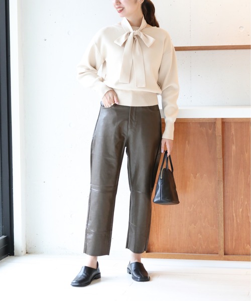 SETUP7(セットアップセブン)の「【SETUP7】フェイクレザーテーパードパンツ KNF037(その他パンツ・レディース・ブラウン/ブラック・M/S)」の8枚目の写真