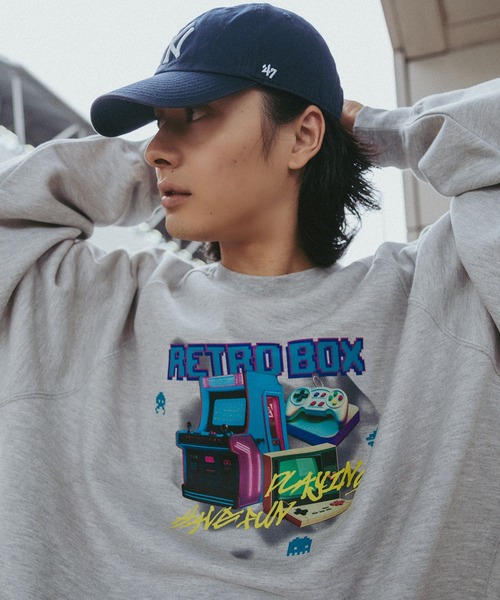 kutir（クティール）の「ビックシルエットゲームスウェット（スウェット・メンズ・ネイビー/杢グレー/ブラック・MEDIUM/LARGE）」の4枚目の写真