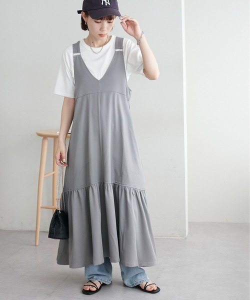 DISCOAT（ディスコート）の「《新色追加！》【WEB限定】ティアードジャンスカ（ジャンパースカート・レディース・ブラウン/ブラック/グレー/アイボリー・MEDIUM）」の3枚目の写真