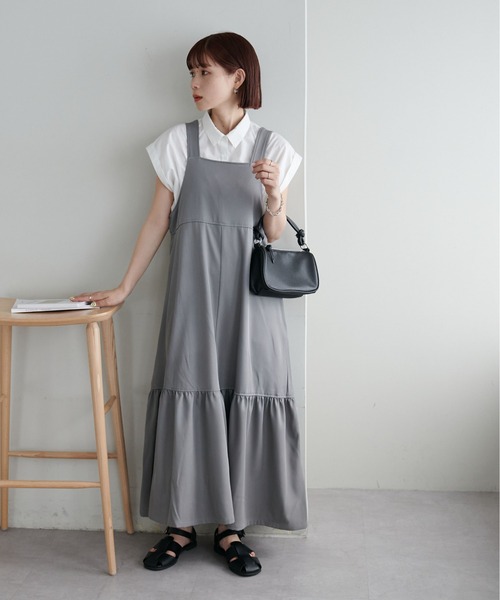 DISCOAT（ディスコート）の「《新色追加！》【WEB限定】ティアードジャンスカ（ジャンパースカート・レディース・ブラウン/ブラック/グレー/アイボリー・MEDIUM）」の21枚目の写真