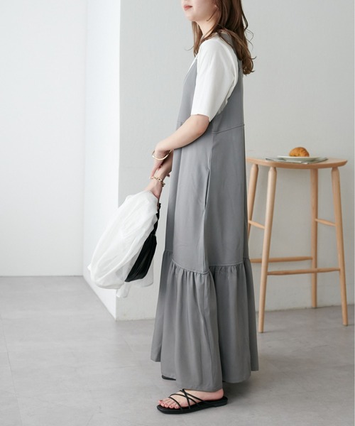 DISCOAT（ディスコート）の「《新色追加！》【WEB限定】ティアードジャンスカ（ジャンパースカート・レディース・ブラウン/ブラック/グレー/アイボリー・MEDIUM）」の6枚目の写真