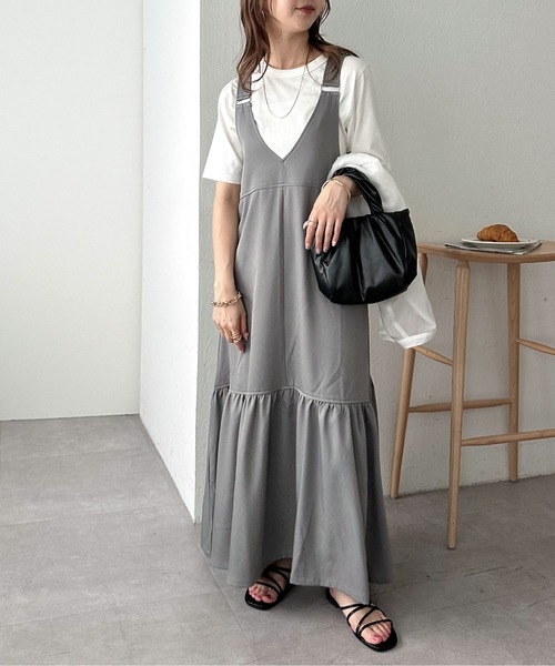 DISCOAT（ディスコート）の「《新色追加！》【WEB限定】ティアードジャンスカ（ジャンパースカート・レディース・ブラウン/ブラック/グレー/アイボリー・MEDIUM）」の5枚目の写真