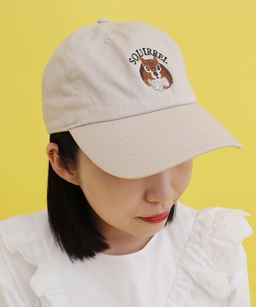 didizizi（ディディジジ）の「リス刺繍キャップ（キャップ・レディース・グリーン/ベージュ/イエロー・FREE）」の6枚目の写真