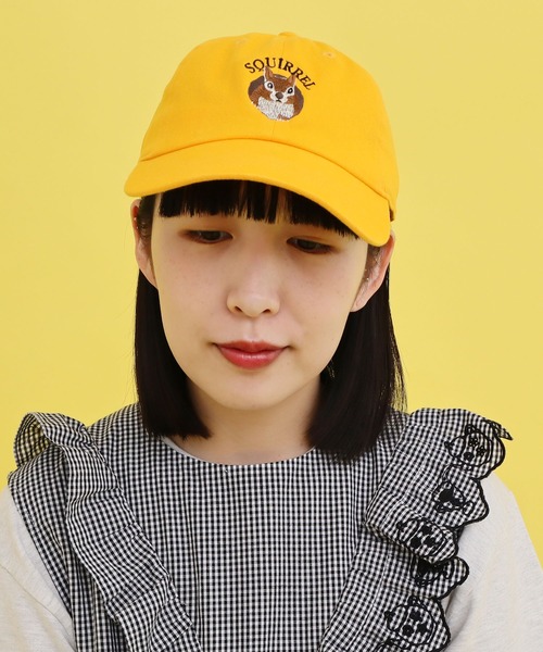 didizizi（ディディジジ）の「リス刺繍キャップ（キャップ・レディース・グリーン/ベージュ/イエロー・FREE）」の8枚目の写真
