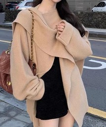 ケープ風イレギュラーヘムロングカーデ