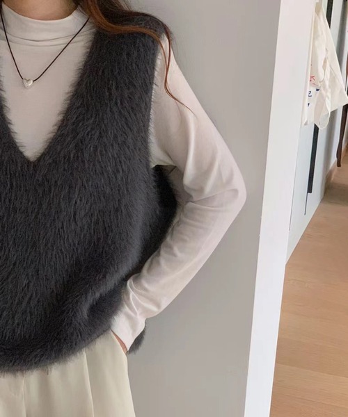 SEVEN BY SEVEN ケーブルニットベスト ケーブル編みクルーネックニットベスト(90~150cm)(90cm ブルー