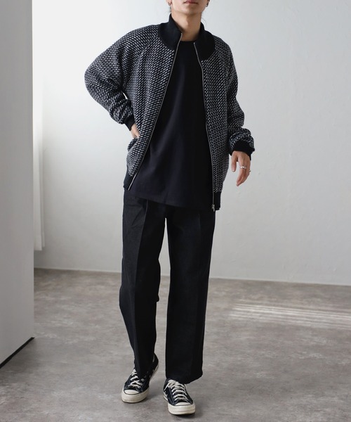 CREARE -LINO-(クレアーレリノ)の「総柄 ドライバーズ ニット ブルゾン <ユニセックス>(ニット/セーター・メンズ・ネイビー/ブラック・M/L)」の15枚目の写真