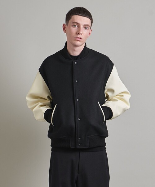 LOEFF ラムレザースリーブ メルトン スタジアム ジャンパー　サイズ1 楽天市場】LOEFF ロエフ ラムレザースリーブ メルトン スタジアム