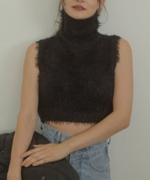 ACYM | Fluffy nosleeve mini ニット(Tシャツ/カットソー)