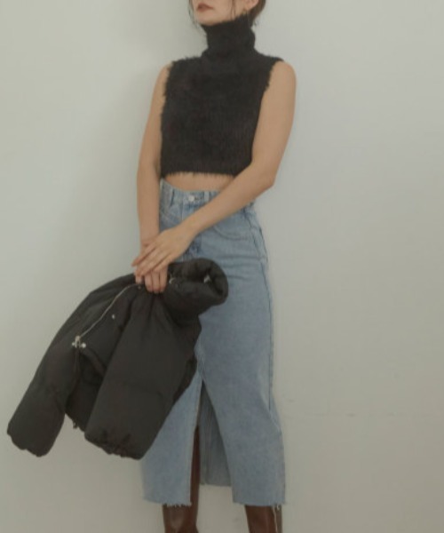 ACYM（アシーム）の「Fluffy nosleeve mini ニット（Tシャツ/カットソー・レディース・ブラック/アイボリー/ベージュ・FREE）」の21枚目の写真