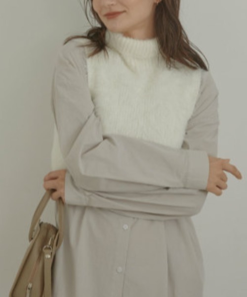 ACYM（アシーム）の「Fluffy nosleeve mini ニット（Tシャツ/カットソー・レディース・ブラック/アイボリー/ベージュ・FREE）」の7枚目の写真